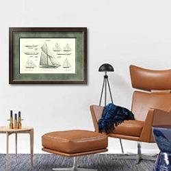 «Парусники 3» в интерьере кабинета с кожаным креслом