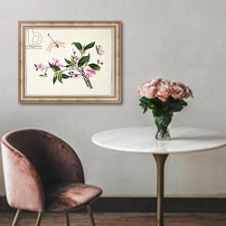 «Cherry Blossom Dragonfly and Butterfly» в интерьере в классическом стиле над креслом