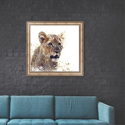 «Молодой лев» в интерьере в стиле лофт с черной кирпичной стеной