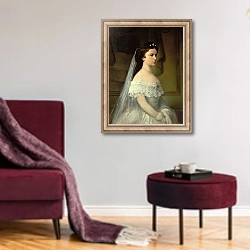 «Elizabeth of Bavaria, Empress of Austria» в интерьере гостиной в бордовых тонах
