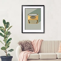 «Typewriter» в интерьере современной светлой гостиной над диваном