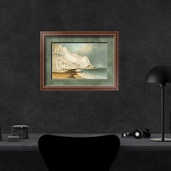 «Scratchell's Bay--Isle of Wight» в интерьере кабинета в черных цветах над столом