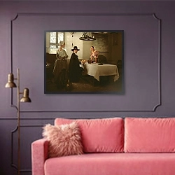 «'Between Two Fires' 1992» в интерьере гостиной с розовым диваном