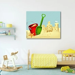 «Песочный замок» в интерьере детской комнаты для мальчика с игрушками