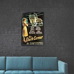 «Film Noir Poster - Dark Corner, The» в интерьере в стиле лофт с черной кирпичной стеной