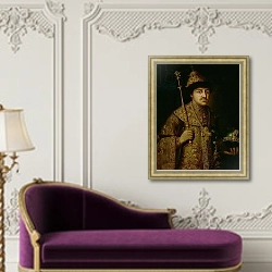 «Portrait of Tsar Fyodor III Alexeevich» в интерьере в классическом стиле над банкеткой