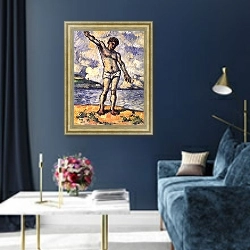 «Купальщик со скрещенными руками» в интерьере в классическом стиле в синих тонах
