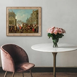 «Street Carnival in Paris, 1757» в интерьере в классическом стиле над креслом