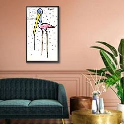 «Stork with Calibrated Shanks, 1970s» в интерьере гостиной в классическом стиле над диваном