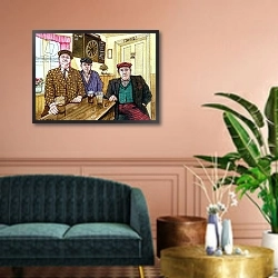 «Three Men in a Pub, 1984» в интерьере классической гостиной над диваном