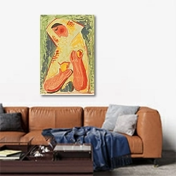 «Woman with fruits» в интерьере современной гостиной над диваном