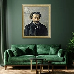 «Portrait of Pavel Blaramberg 1888 1» в интерьере зеленой гостиной над диваном