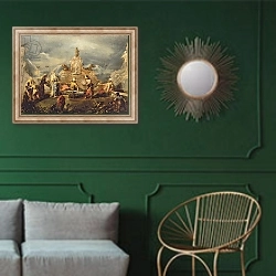 «Garden of a Seraglio» в интерьере классической гостиной с зеленой стеной над диваном