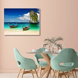 «Тайланд, пляж 3» в интерьере современной столовой в пастельных тонах