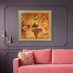«Мавританский танец (Ла Гулю)» в интерьере гостиной с розовым диваном