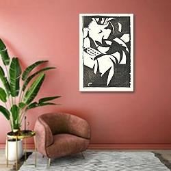 «Abstracte compositie» в интерьере современной гостиной в розовых тонах