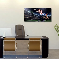 «Американский футбол на стадионе» в интерьере офиса над столом начальника