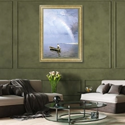 «Радуга 2» в интерьере гостиной в оливковых тонах