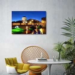 «Ирландия. Дублин. Мосты через реку Лиффи» в интерьере современной гостиной с желтым креслом