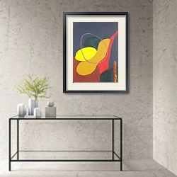 «Balancing abstract. Surrial patttern 7» в интерьере гостиной в стиле минимализм с камином