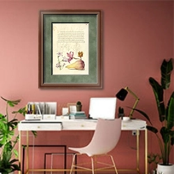 «Rampion, Dittany, and Pear» в интерьере современного кабинета в розовых тонах