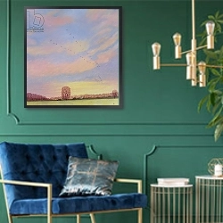 «Homeward, 2004» в интерьере в классическом стиле с зеленой стеной
