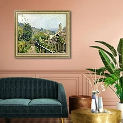 «Louveciennes or, The Heights at Marly, 1873» в интерьере классической гостиной над диваном
