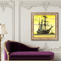 «Unidentified sailing boat» в интерьере в классическом стиле над банкеткой