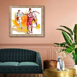 «Игра в футбол» в интерьере классической гостиной над диваном