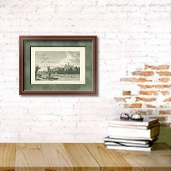 «City of Lincoln, South East View 1» в интерьере кабинета с кирпичными стенами над столом с книгами