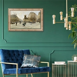 «The Lion of Belfort; Le Lion de Belfort,» в интерьере в классическом стиле с зеленой стеной