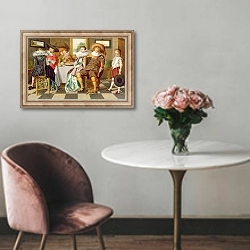 «Elegant Figures Feasting at a Table» в интерьере в классическом стиле над креслом