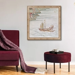 «Chinese Boat» в интерьере гостиной в бордовых тонах