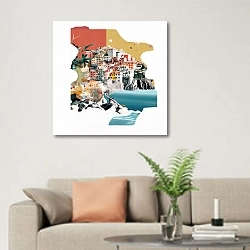 «Cinque Terre» в интерьере современной светлой гостиной над диваном