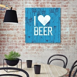 «I love beer» в интерьере современной кухни с кирпичной стеной