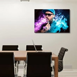 «Вейпер в облаке пара» в интерьере конференц-зала над столом