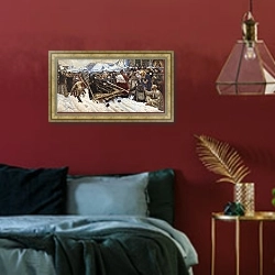 «Боярыня Морозова. 1887» в интерьере спальни с акцентной стеной