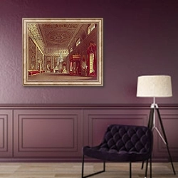 «The Saloon, Buckingham Palace from Pyne's 'Royal Residences', 1818» в интерьере в классическом стиле в фиолетовых тонах