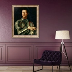 «Portrait of Cosimo I de Medici» в интерьере в классическом стиле в фиолетовых тонах