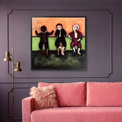 «Boy Dolls» в интерьере гостиной с розовым диваном