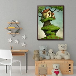 «Дом на дереве» в интерьере детской комнаты для девочки с игрушками