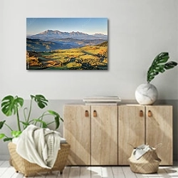 «Горы и равнины Словакии» в интерьере современной комнаты над комодом