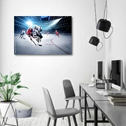 «Хоккейный матч» в интерьере современного офиса в минималистичном стиле