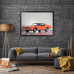 «Pontiac GTO ''The Judge'' Coupe Hardtop '1969 1» в интерьере в стиле лофт над диваном