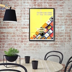 «Ретро-Реклама 251» в интерьере кухни в стиле лофт с кирпичной стеной