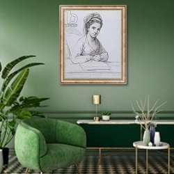«Self Portrait 7» в интерьере гостиной в зеленых тонах