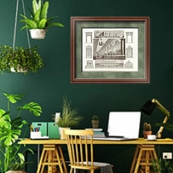 «Дворцы: Версаль, Париж, Генуя» в интерьере кабинета с зелеными стенами