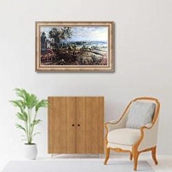 «Вид на Het Steen утром» в интерьере в классическом стиле над комодом