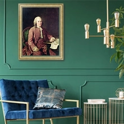 «Portrait of Carl von Linnaeus» в интерьере в классическом стиле с зеленой стеной