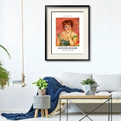 «Портрет актрисы Жанны Самари» в интерьере гостиной в скандинавском стиле над диваном